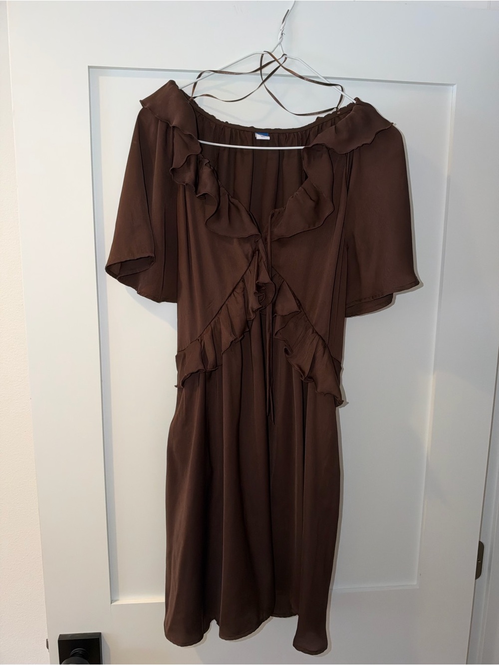 Old Navy Brown Ruffle-Trim V-Neck Dress